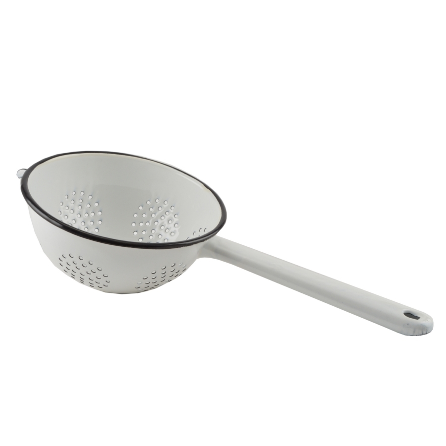 Cedník smalt ¤18cm s ručkou bílý