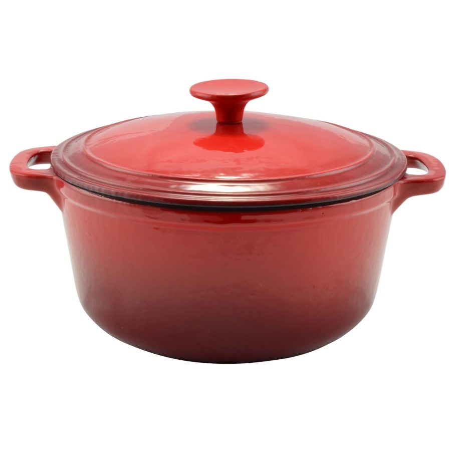 Hrniec liatina smalt ¤26cm 4,2L s pokrievkou RED