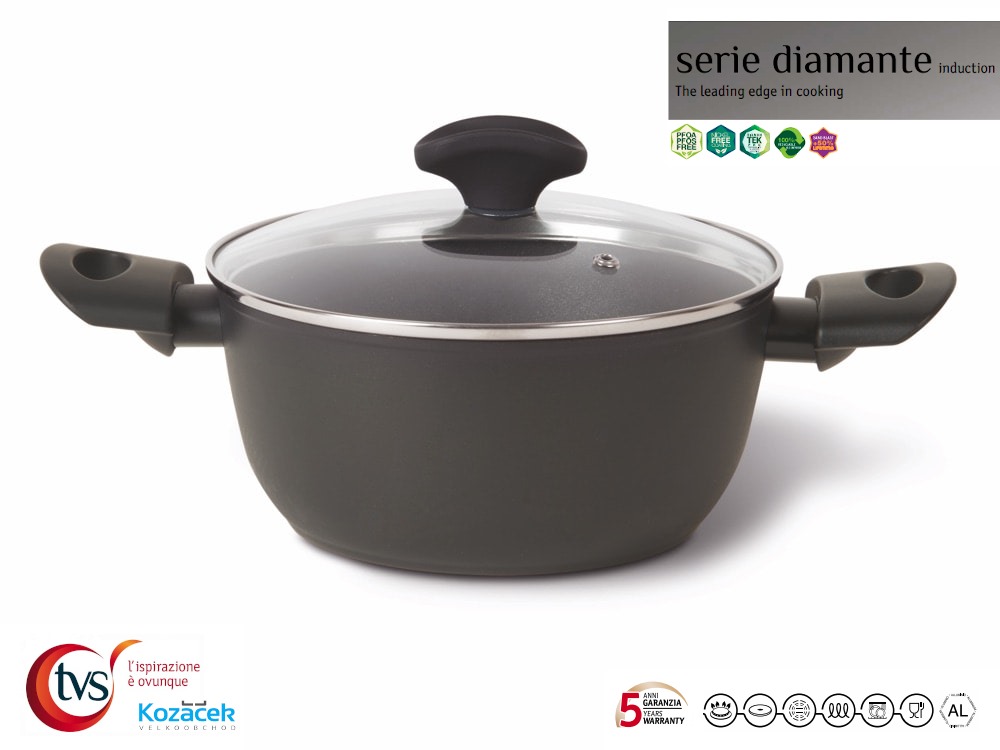 Hrniec nepriľnavý ¤20cm 2,8L s pokrievkou DIAMANTE PRO indukcia