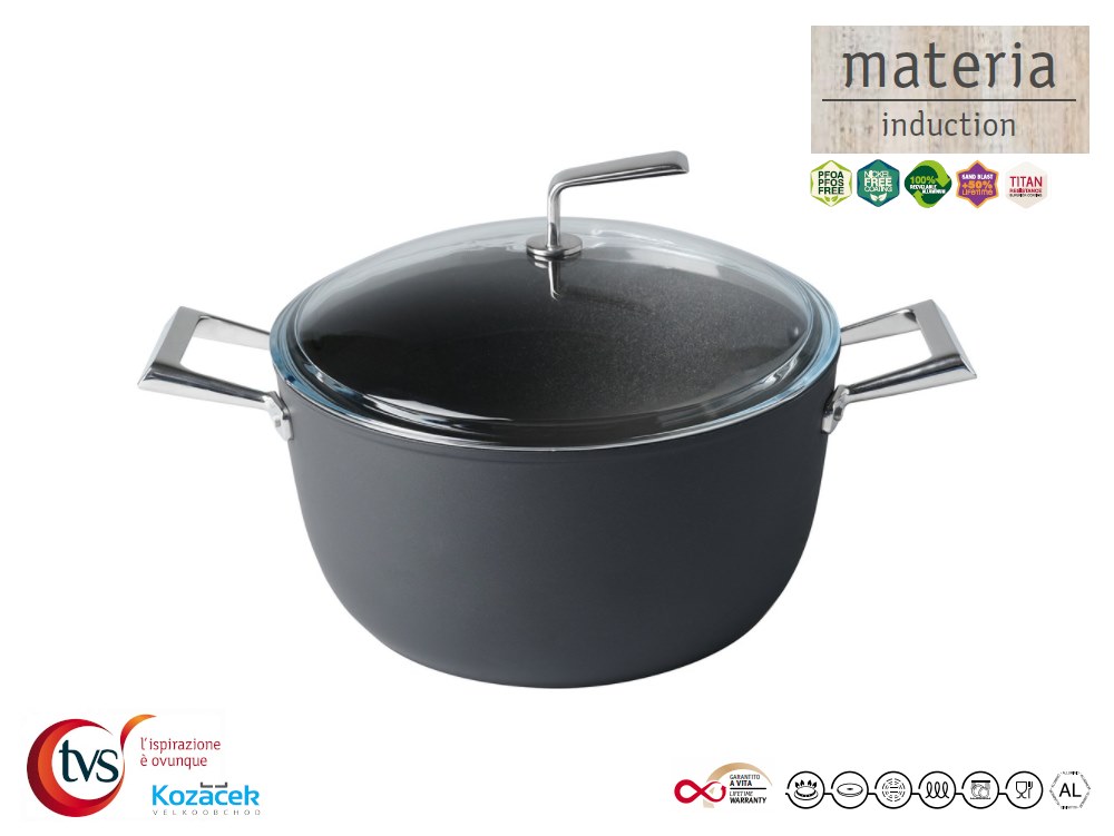 Hrniec nepriľnavý ¤20cm 2,8L MATERIA s pokrievkou, indukcia