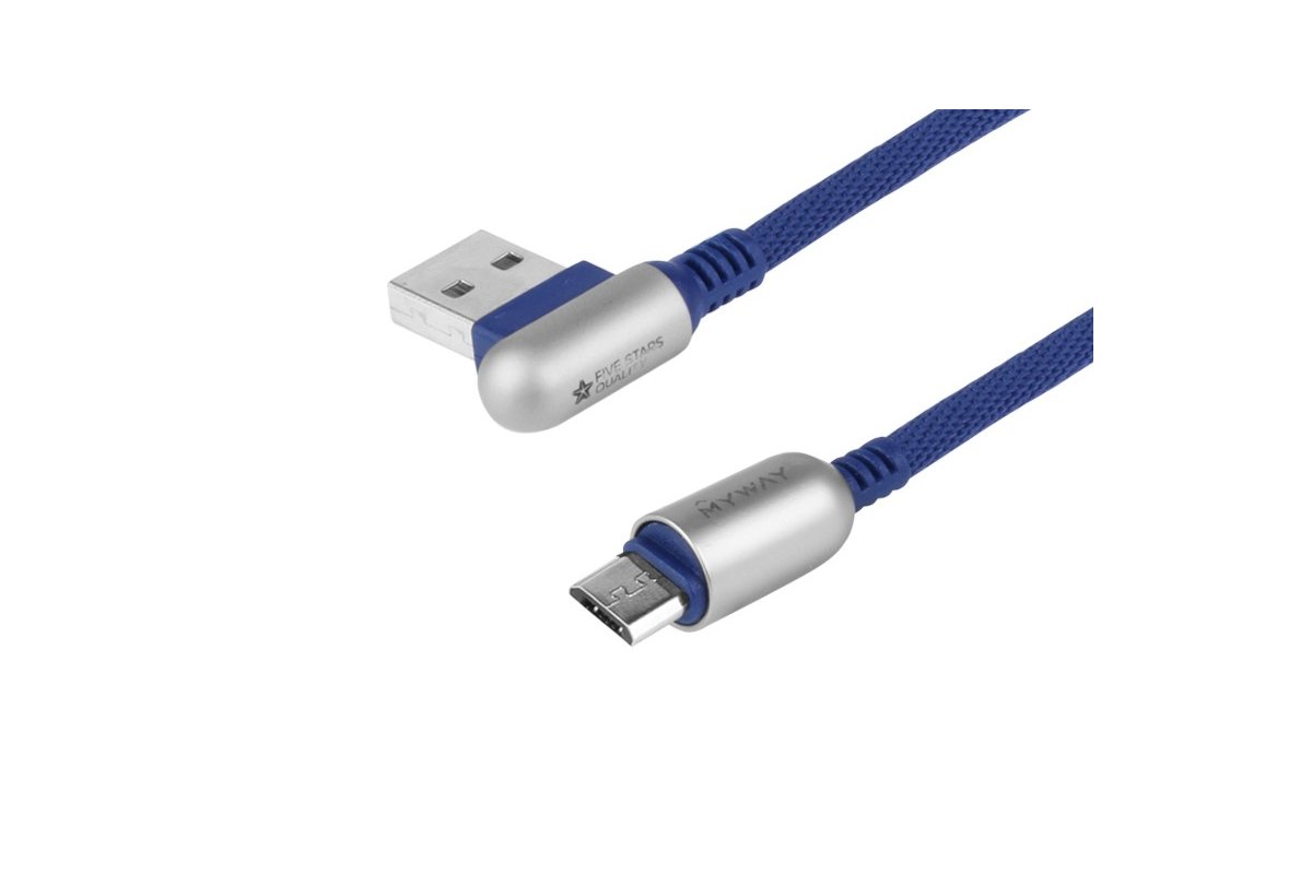 Nabíjecí spletený kabel zahnutý 120 cm, USB > micro USB, WAYME