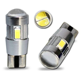 LED žárovka 12V T10 bílá 6LED/5630SMD s čočkou CANBUS