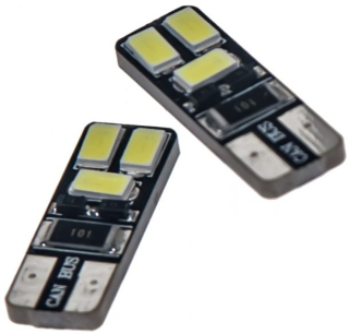 LED žárovka 12V s paticí T10 bílá 6LED/5730SMD CANBUS