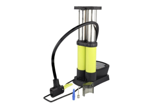 Hustilka nožní, mini-pumpa dvoupístová s manometrem, 10 BAR/140 PSI, Carmotion