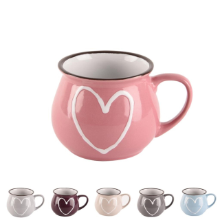 Hrnek keramika 320ml  KRAJÁČ HEART, mix barev