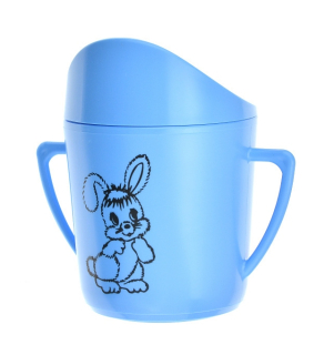 Hrnek kojenecký plast 250ml potisk modrý  CZ