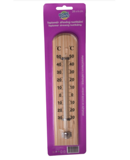 Teploměr pokojový/venkovní dřevo 28x6cm rustikál  HOME LINE